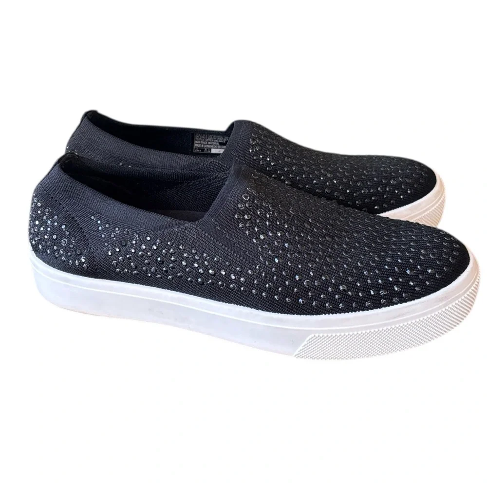 Skechers Poppy Black Knit Studded Slip In Sneaker Size 7.5‎